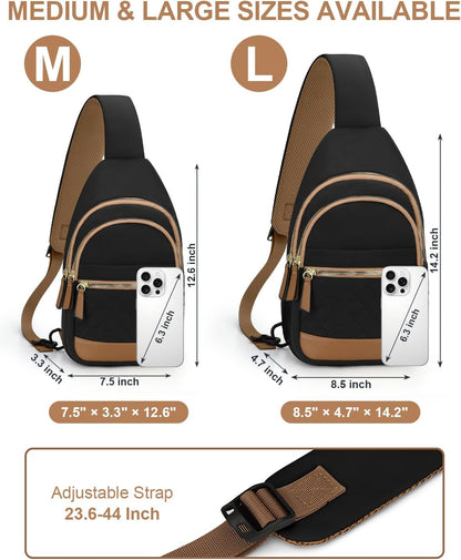 HOTCapolo Sling Bag for Women Men Waterproof Crossbody Bags for Women Trendy Casual Fanny Pack with Convertible Shoulder Strap Chest Bag for Travel Hiking(Black, Large)