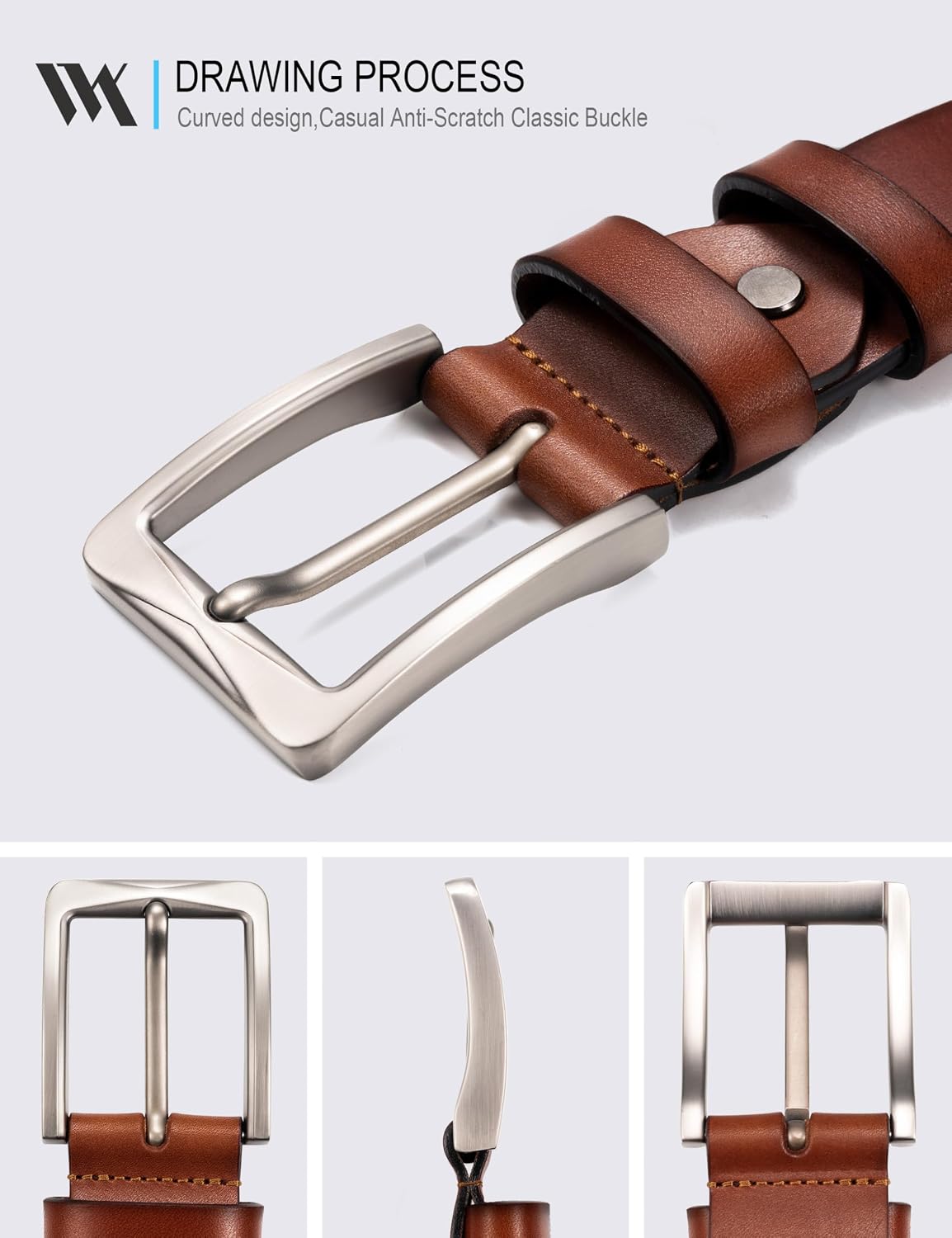 HOTWOLFANT 1.5" Full Grain Leather Belt for Men in Gift Box,100% Italian Real Solid Leather