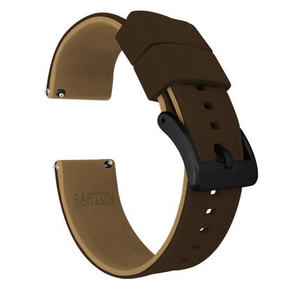 HOTBARTON Elite Silicone Watch Bands - Quick Release - Choose Strap Color & Buckle Color (Stainless Steel, Black PVD or Gunmetal Grey) - 18mm, 20mm, 22mm & 24mm Watch Straps