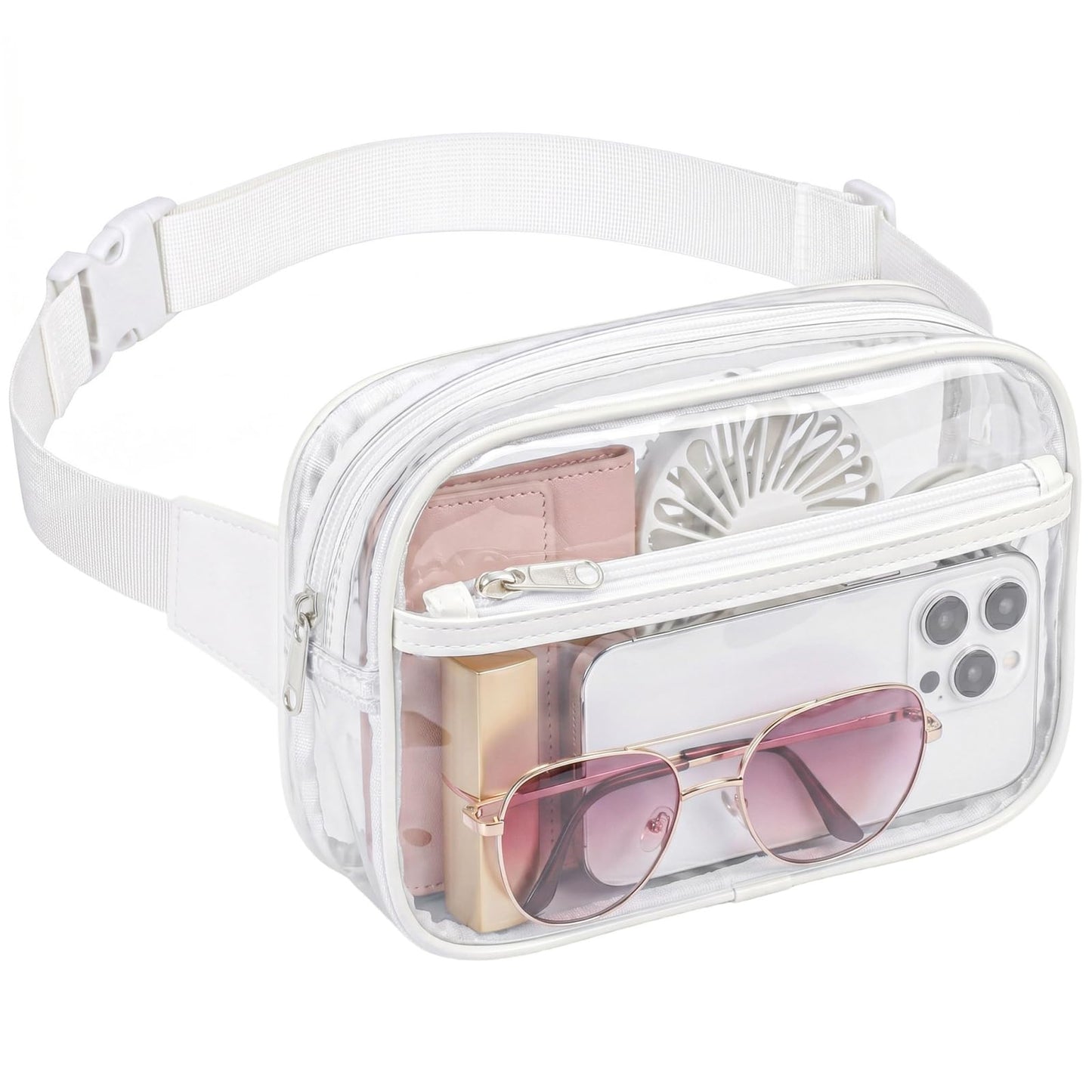 HOTPackism Clear Fanny Pack Stadium Approved - Large Size 35-51 inches Adjustable Strap Clear Belt Bag for Women Men Transparent Waist Bag for Concerts, Sporting Events, Black | Adjustable 35-51 in Strap, Hands-Free, 2 Easy-Access Pockets, Water-Resistant