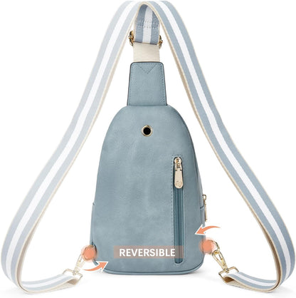 HOTBOSTANTEN Sling Bag for Women Leather Crossbody Bags Fanny Pack Chest Bag for Travel