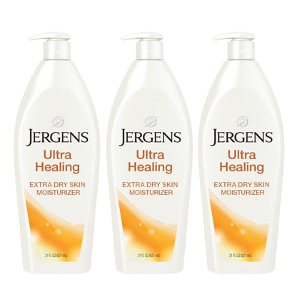 HOTJergens Ultra Healing Dry Skin Lotion, Hand and Body Moisturizer for Quick Absorption into Extra Dry Skin with Hydralucence Blend, Vitamins C, E and B5, White, 32oz
