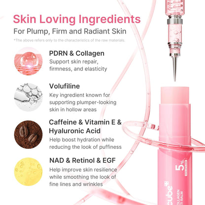 HOTmedicube PDRN Pink Collagen Volume Multi Balm Stick - Face & Body Balm | Volufiline, PDRN, NAD, Collagen - Under-Eyes, Neck, Forehead, Smile Lines, Lips, Plumping & Radiance for Line Care, K-Beauty