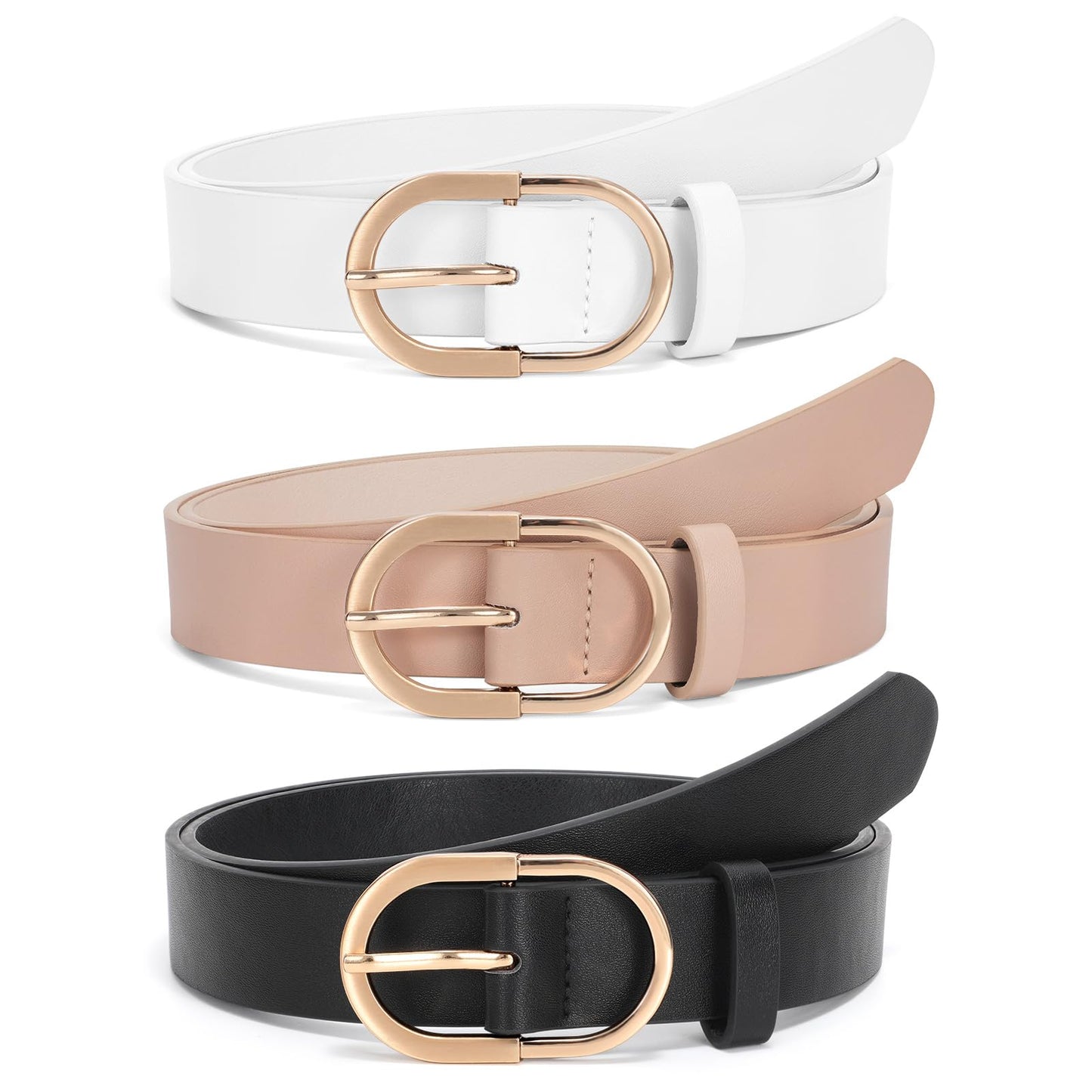 HOTJASGOOD Women’s Leather Belts for Jeans Pants Fashion Ladies Belt with Gold Buckle
