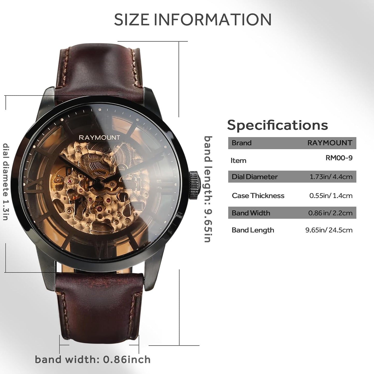 HOTFORSINING Men's Automatic Watch with Mechanical Movement, Skeleton Dial and Leather Band