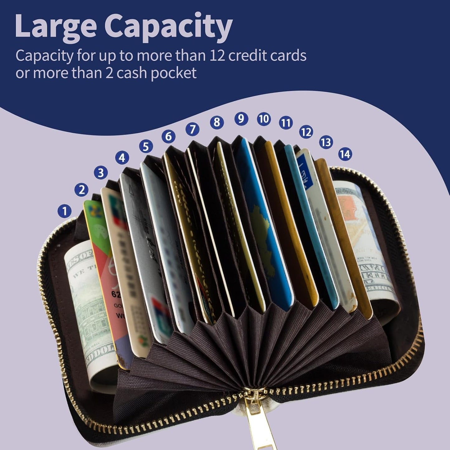 HOTRFID Blocking Credit Card Holder – 12-Slot Leather Wallet,Slim Compact Design (3.1x4.3in),Lightweight & Secure Card Organizer for Women/Men,﻿Two Dolphins