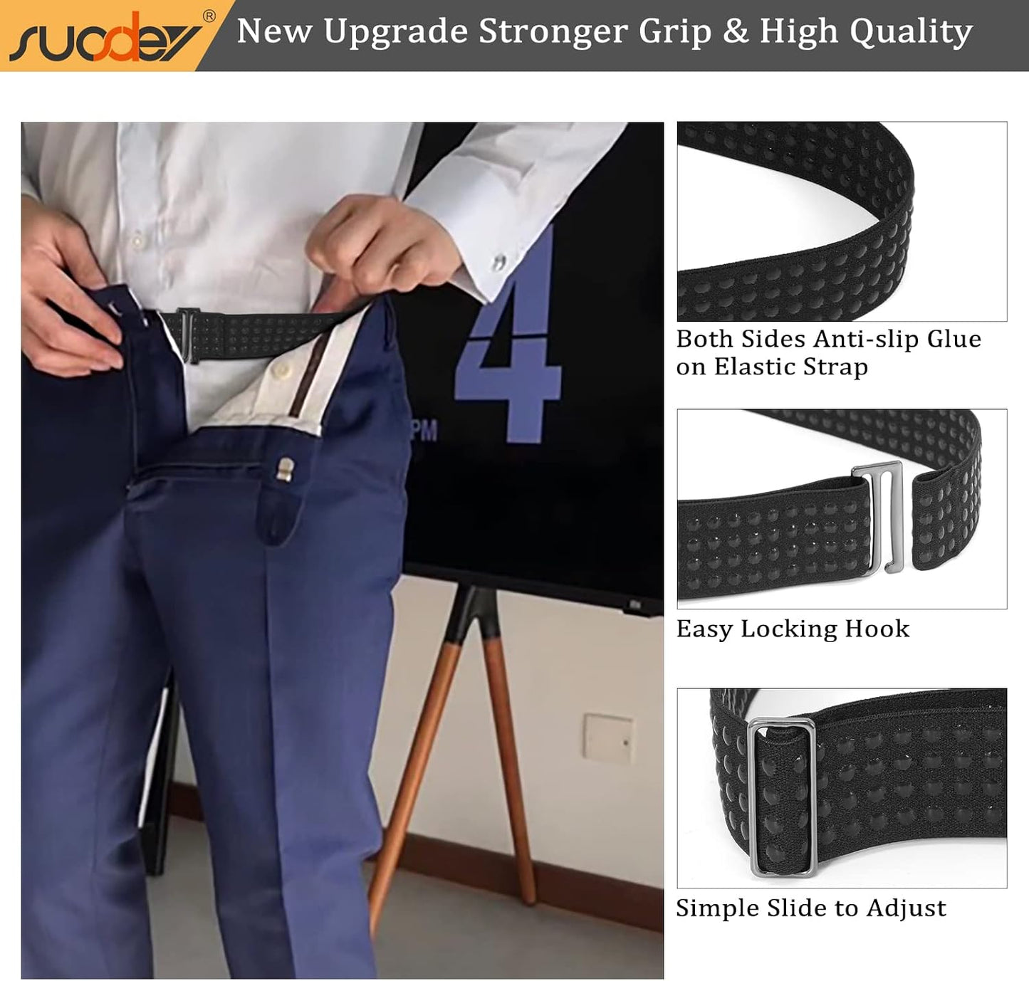 HOTSUOSDEY Shirt Stays Belt for Men Shirt Tucker Holder Crop Top Band for Women Non-slip Adjustable Elastic Band