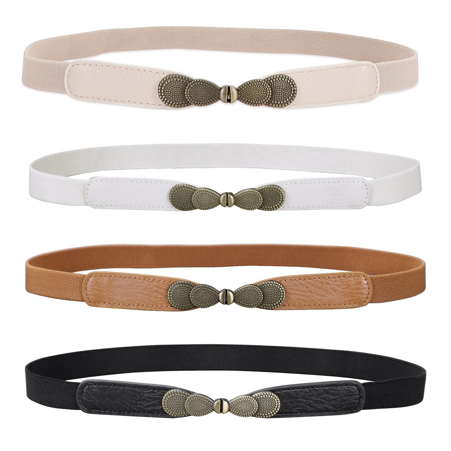 HOTJASGOOD Women Skinny Elastic Stretch Belt for Dresses Retro Ladies Waist Vintage Thin Belt