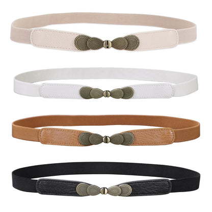 HOTJASGOOD Women Skinny Elastic Stretch Belt for Dresses Retro Ladies Waist Vintage Thin Belt