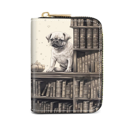 HOTCredit Card Holder Wallets for Women, Slim Leather Card Holder Wallet, Credit Card Wallet Organizer, Pocket Business Card Case with Zipper, Elephants and Flowers Under the Moon