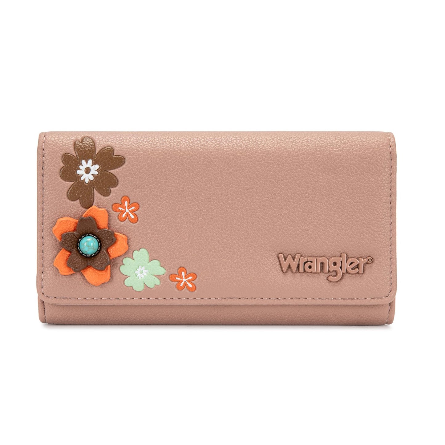 HOTX Wrangler Women's Wallet RFID Blocking Large Floral Trifold Wallets | Large Capacity, Floral Print, Multi Card Slots, ID Window, Money organizer & Coin pocket, Ideal Gift Choice for All Holidays