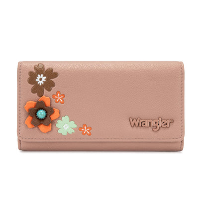 HOTX Wrangler Women's Wallet RFID Blocking Large Floral Trifold Wallets | Large Capacity, Floral Print, Multi Card Slots, ID Window, Money organizer & Coin pocket, Ideal Gift Choice for All Holidays