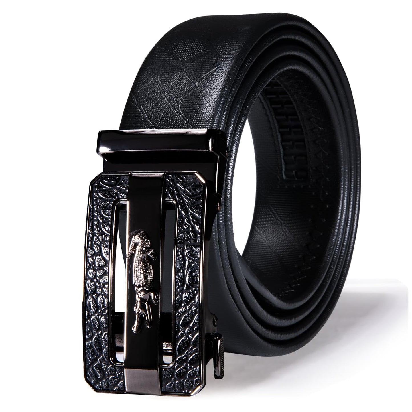 HOTDubulle Designer Mens Belts, Sliding Automatic Buckle Ratchet Dress Belt TOP Genuine Leather Strap Gifts