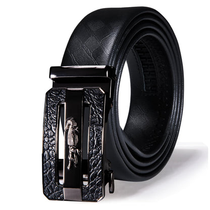 HOTDubulle Designer Mens Belts, Sliding Automatic Buckle Ratchet Dress Belt TOP Genuine Leather Strap Gifts