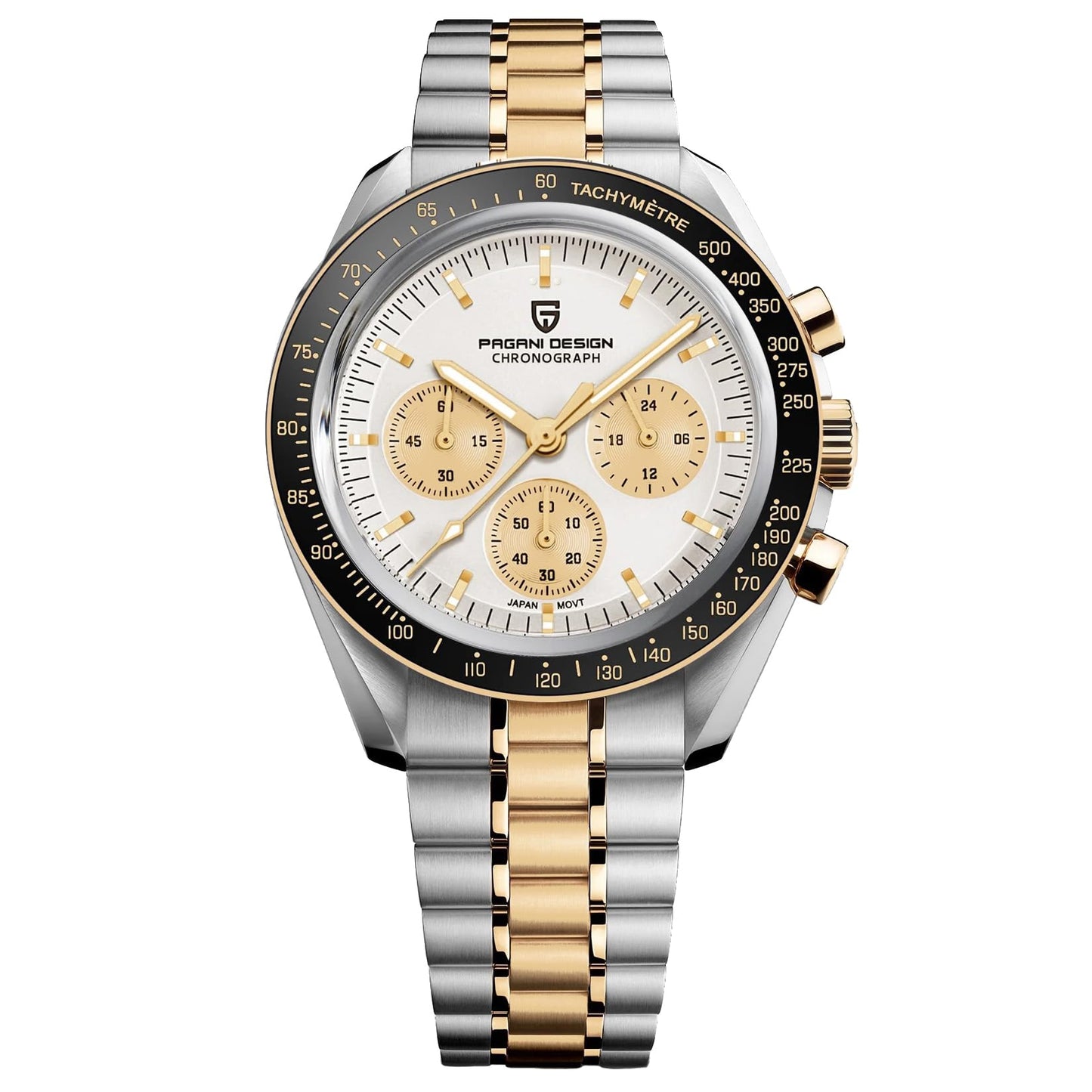 HOTHaiQin Pagani Design 1701 V6 Moon Wristwatch Homage Men's Quartz Chronograph Watches VK63 Movement Stianless Steel Construction 100M Waterproof Fashion Sport Watch