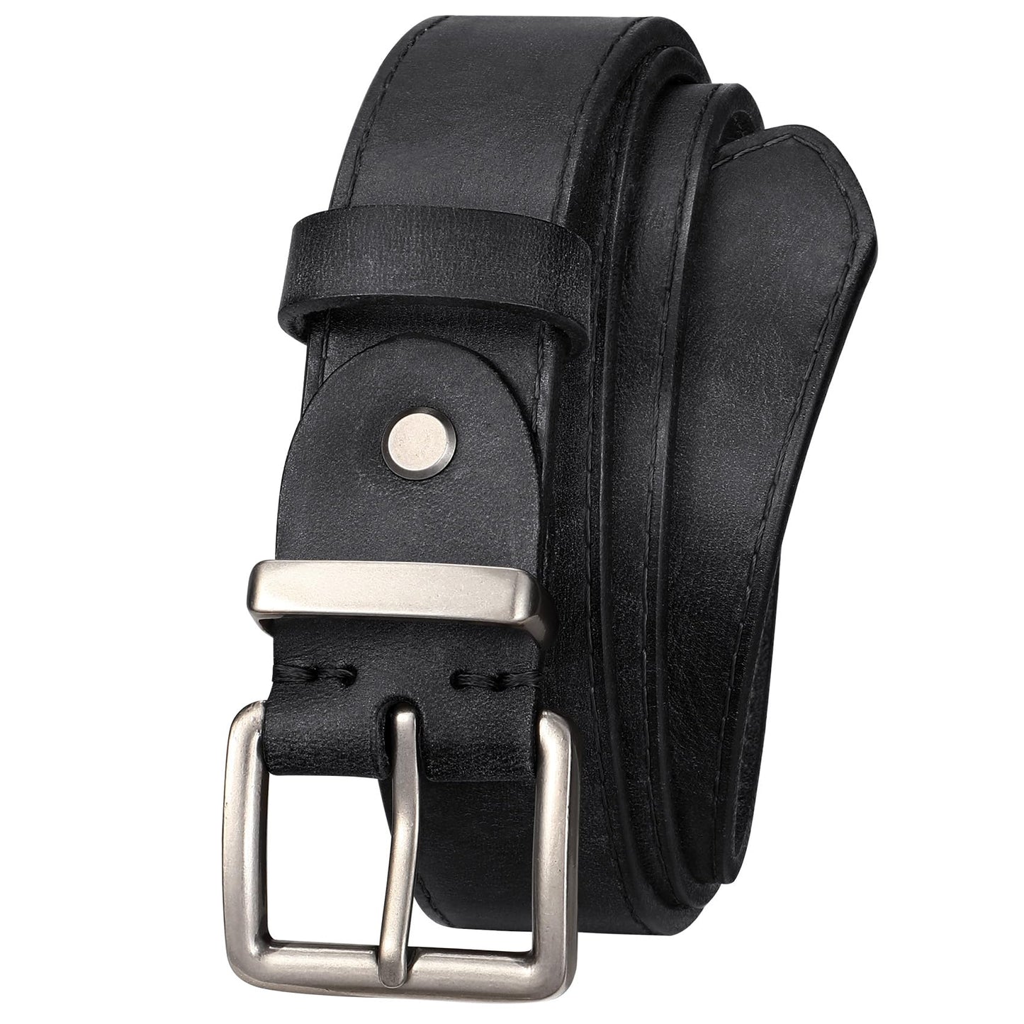 HOTWomen's Full Grain Leather Belt for Jeans Pants Real Genuine Leather Waist Belt with Matte Gold/Silver Buckle