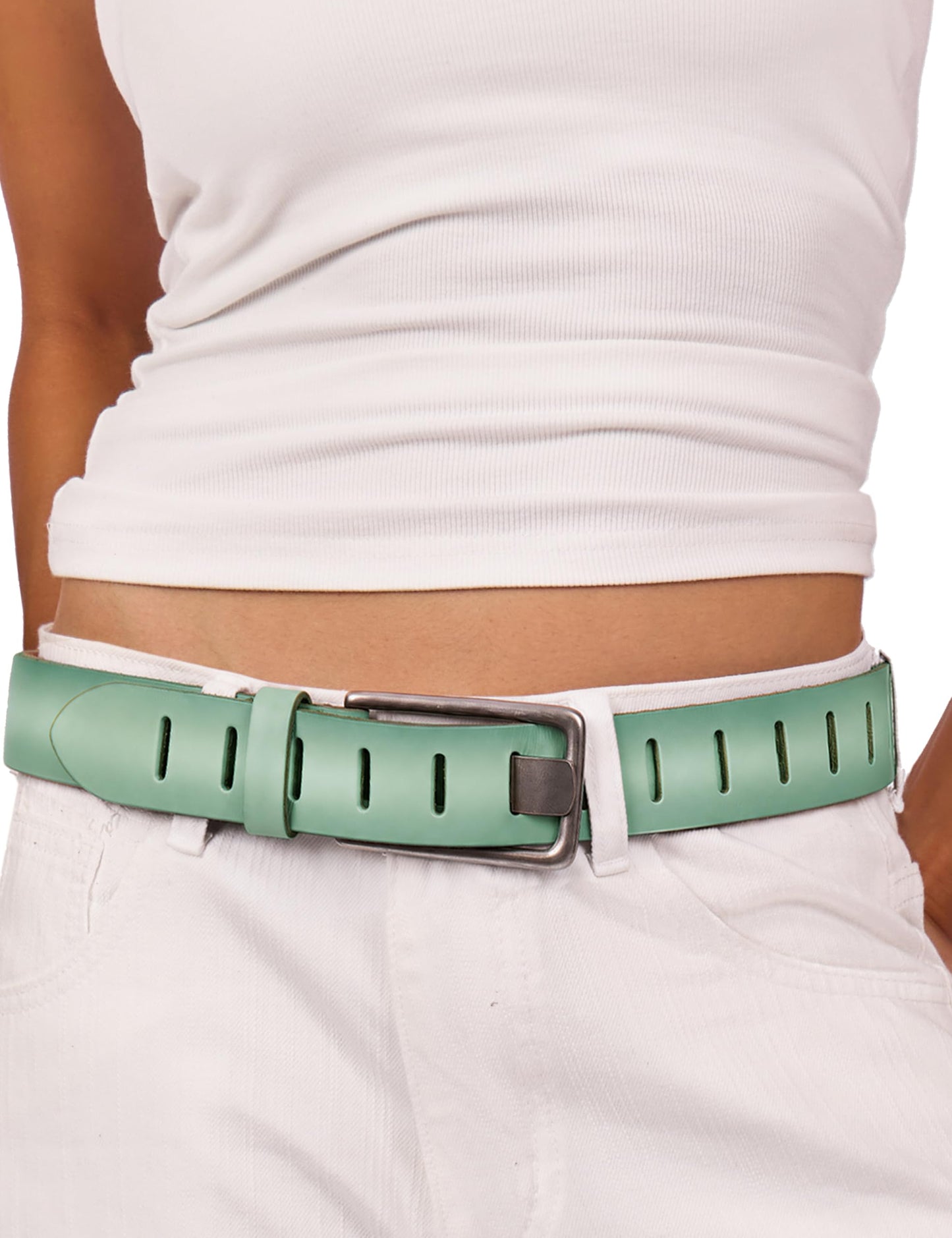HOTWomens Genuine Leather Belt for Jeans Pants Width 1.57" Western Cowgirl Wide Belts for Ladies with Gift Box