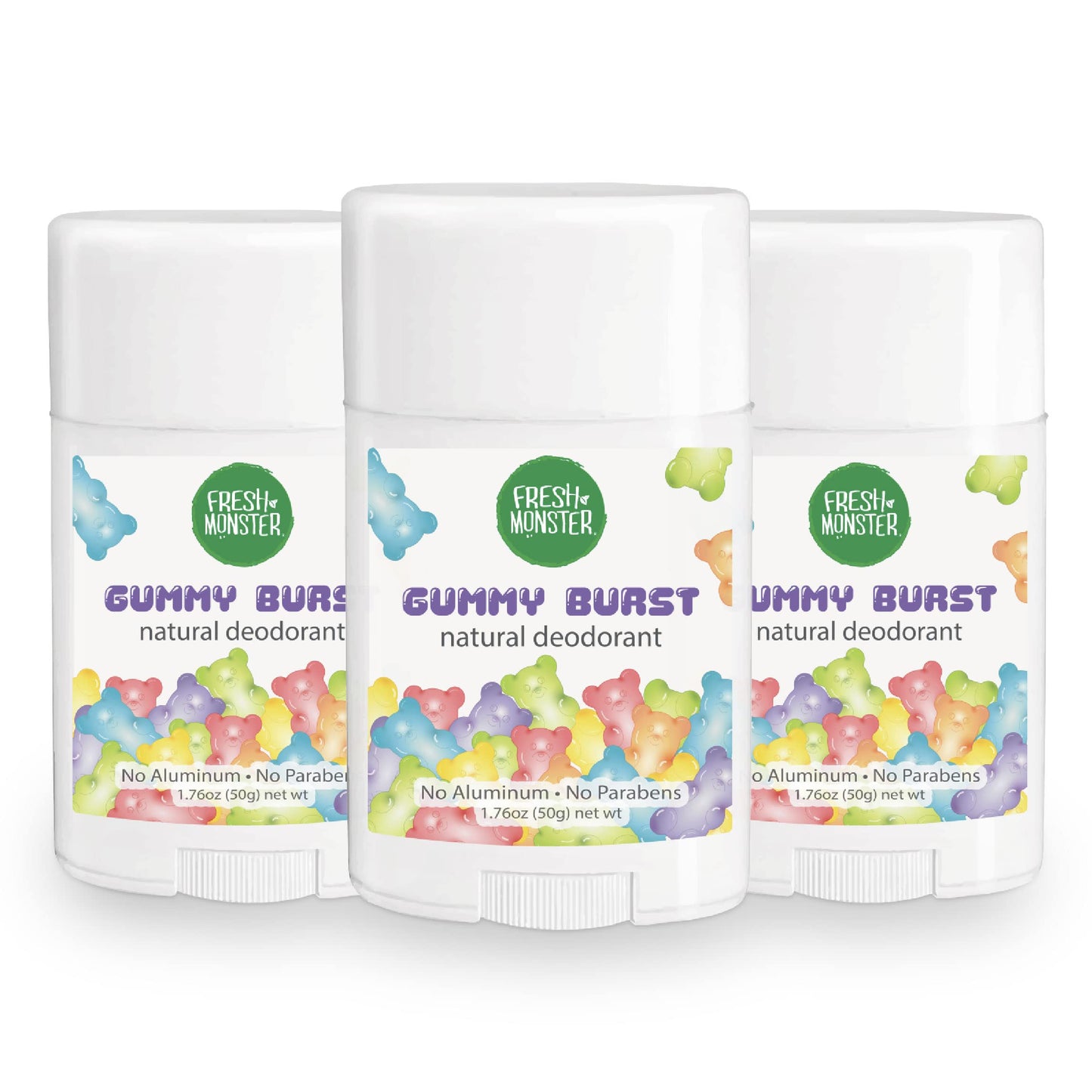 HOTFresh Monster Natural Deodorant for Kids & Teens I Mom's Choice Gold Award Winner | Aluminum-Free, Paraben-Free, Hypoallergenic I 24-Hour Protection I Beach Gummy Burst Scent I 1.76 oz
