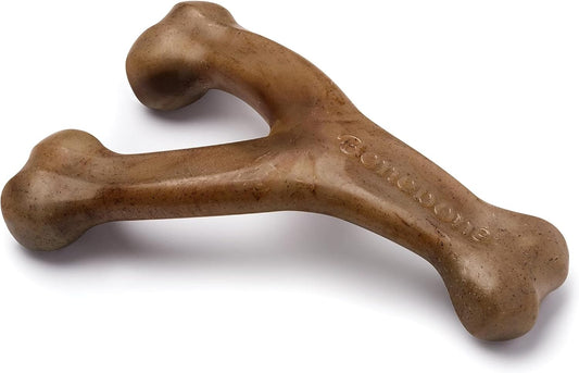 HOTBenebone Wishbone Durable Dog Chew Toy for Aggressive Chewers, Real Bacon, Made in USA, Medium
