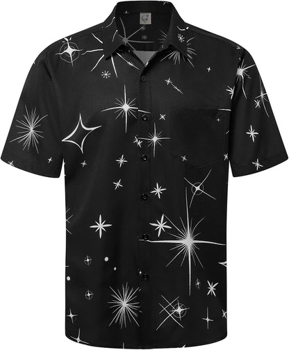 HOTHardaddy Men's Hawaiian Shirt Short Sleeves Printed Button Down Summer Beach Casual Shirts