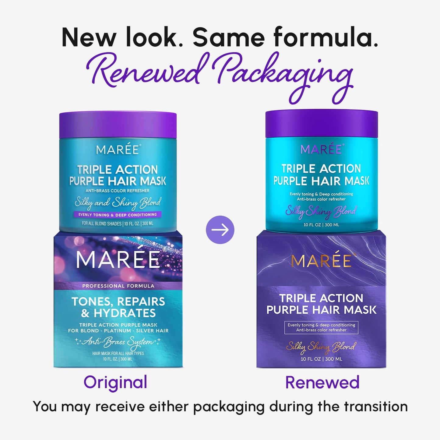 HOTMAREE Deep Conditioning Hair Mask for Damaged Hair Treatment – Keratin Hair Care for Hydrating Growth Repair Moisturizing – Dry Curly Color Refreshing – 10 Fl Oz, Purple