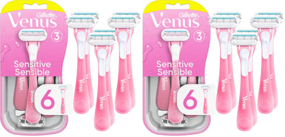 HOTGillette Venus Sensitive Disposable Razors for Women with Sensitive Skin, 6 Count, Delivers Close Shave with Comfort