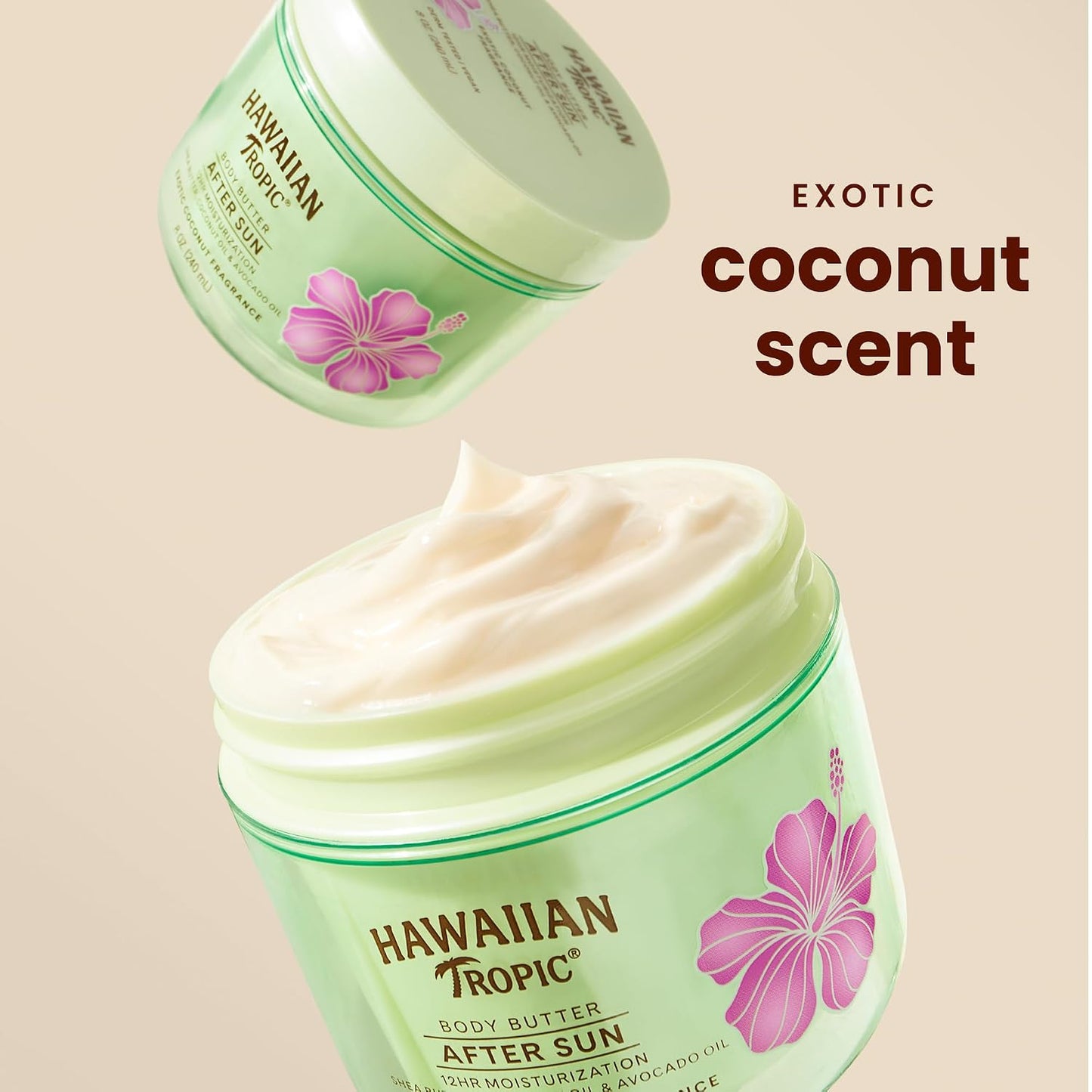 HOTHawaiian Tropic After Sun Body Butter with Coconut Oil, 8 oz, After Sun Lotion, After Sun Moisturizer, Coconut Body Butter, After Sun Care, After Sun Skin Care, 8 oz