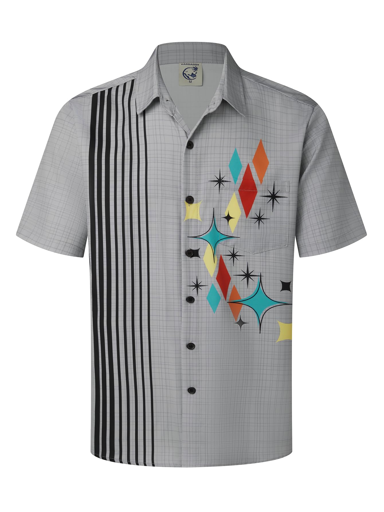 HOTHardaddy Men's Vintage Bowling Shirt Short Sleeve Button Down Hawaiian Summer Beach Printed Casual Shirts