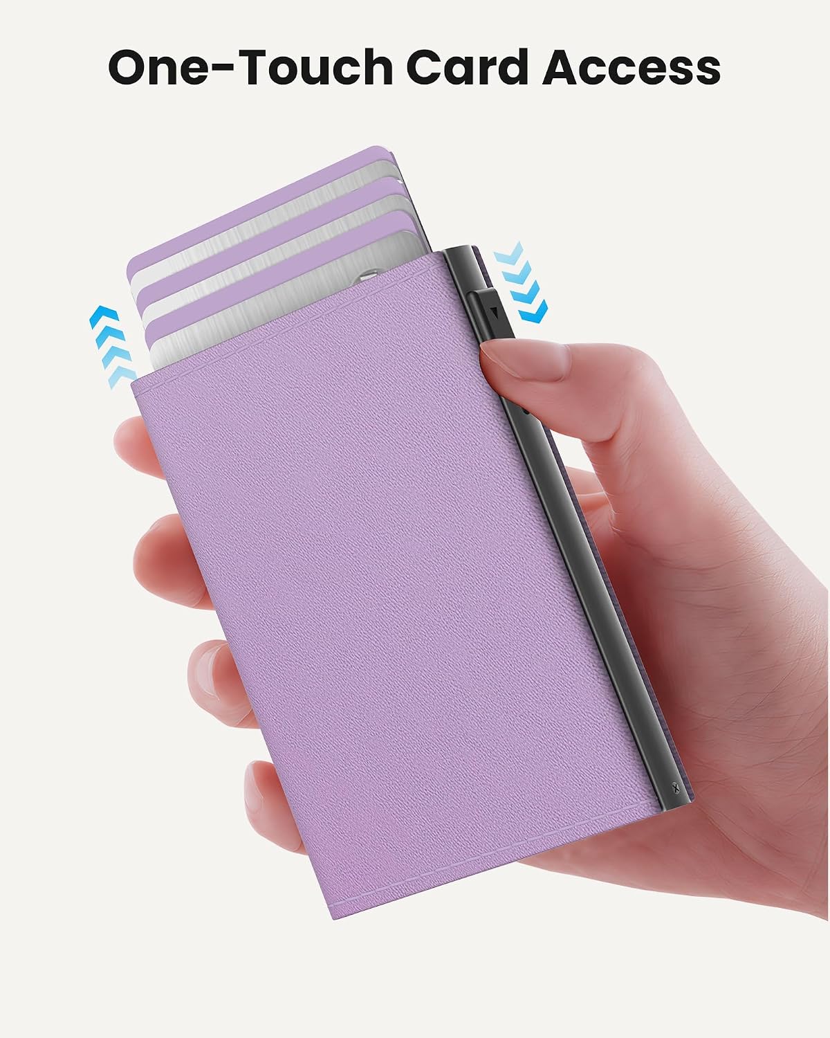 HOTSmall Wallet for Women: Slim Pop-Up Card Holder with RFID Blocking, ID Window and Cash Slot for Small Bags, Lavender Purple