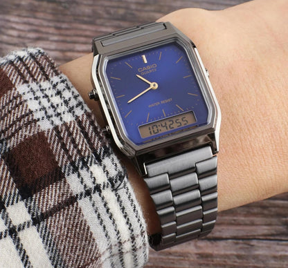 HOTCasio Analog-Digital Fashion Quartz Mens Vintage AQ-230GG-2A, Gray, 38.8×29.8×8.1mm, Formal