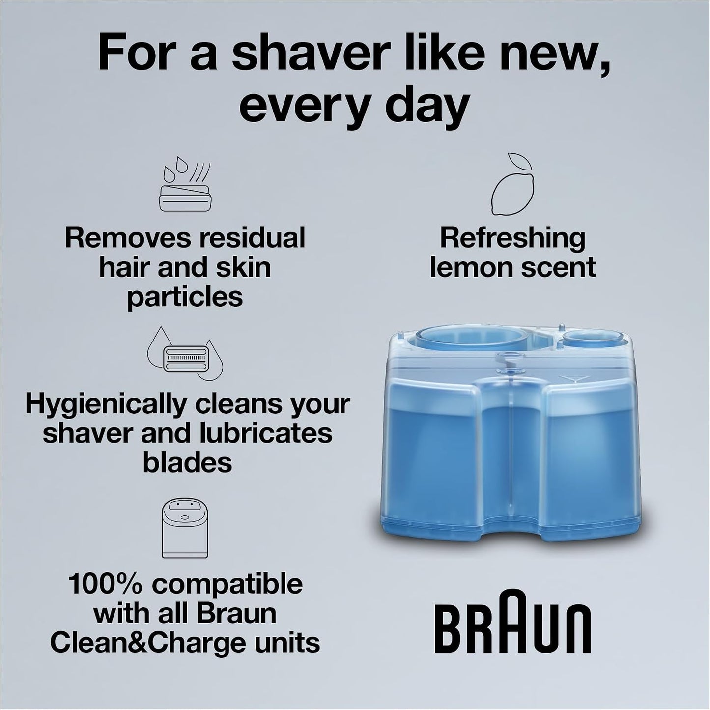 HOTBraun Clean & Renew Refill Cartridges CCR, Replacement Shaver Cleaner Liquid Solution for Clean&Charge System, Pack of 10