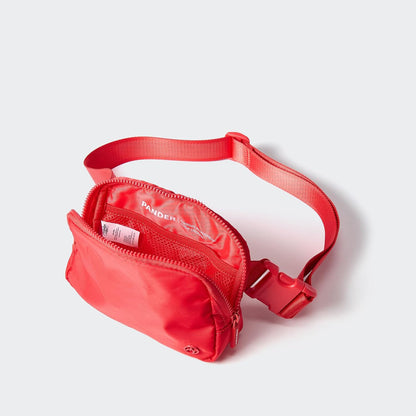HOTPander Two Way Zipper Fanny Pack Nylon Everywhere Belt Bag for Women, Water Repellent Waist Packs, Crossbody Bags with Adjustable Strap (Red).