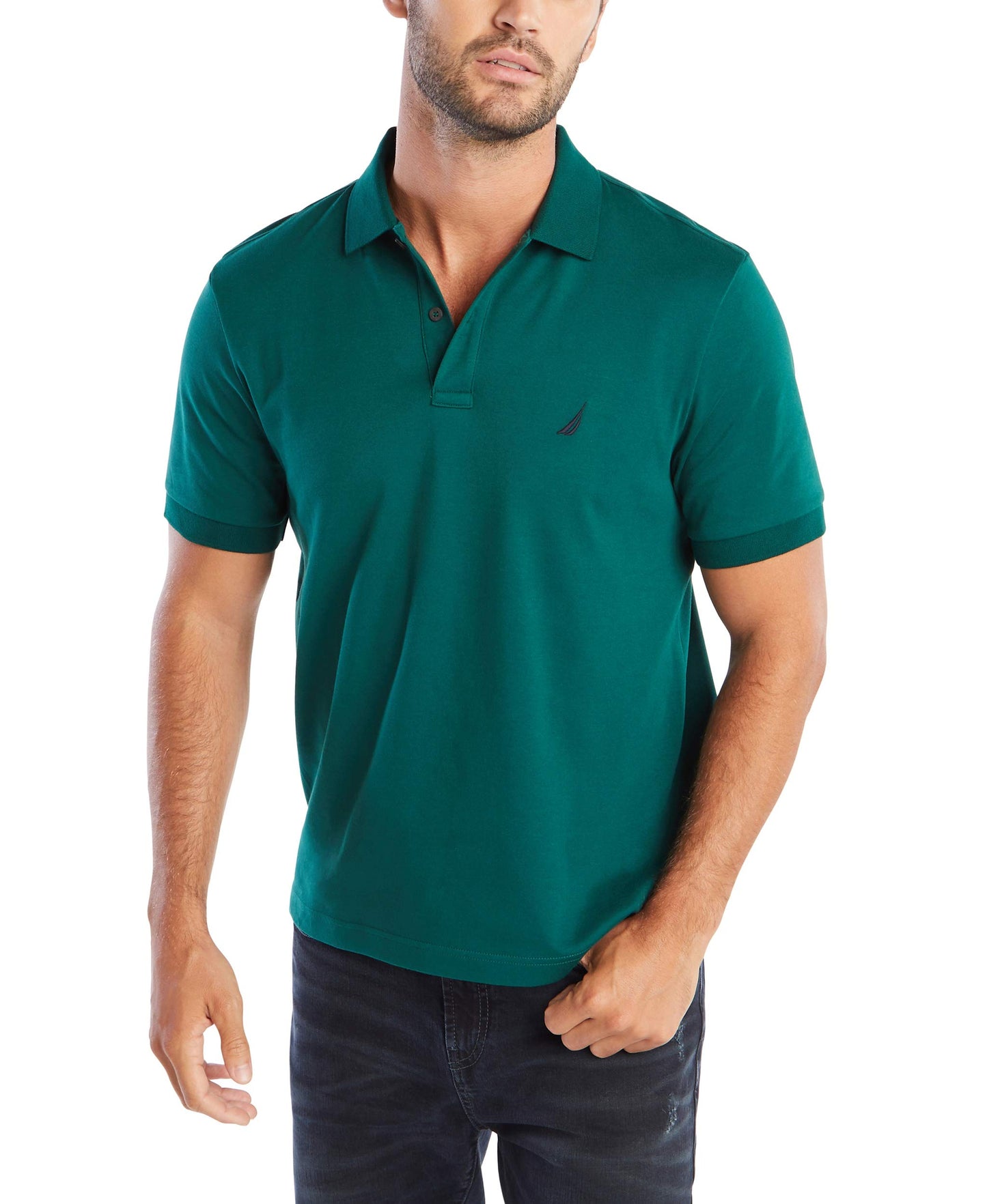 HOTNautica Men's Classic Fit Short Sleeve Dual Tipped Collar Polo Shirt