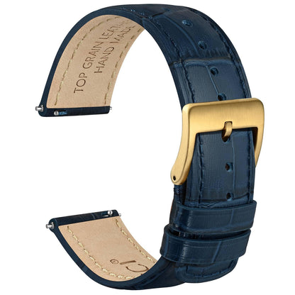 HOTWOCCI Watch Bands, Top Grain Leather, Embossed Alligator Grain, Quick Release, Band Width 18mm 20mm 22mm