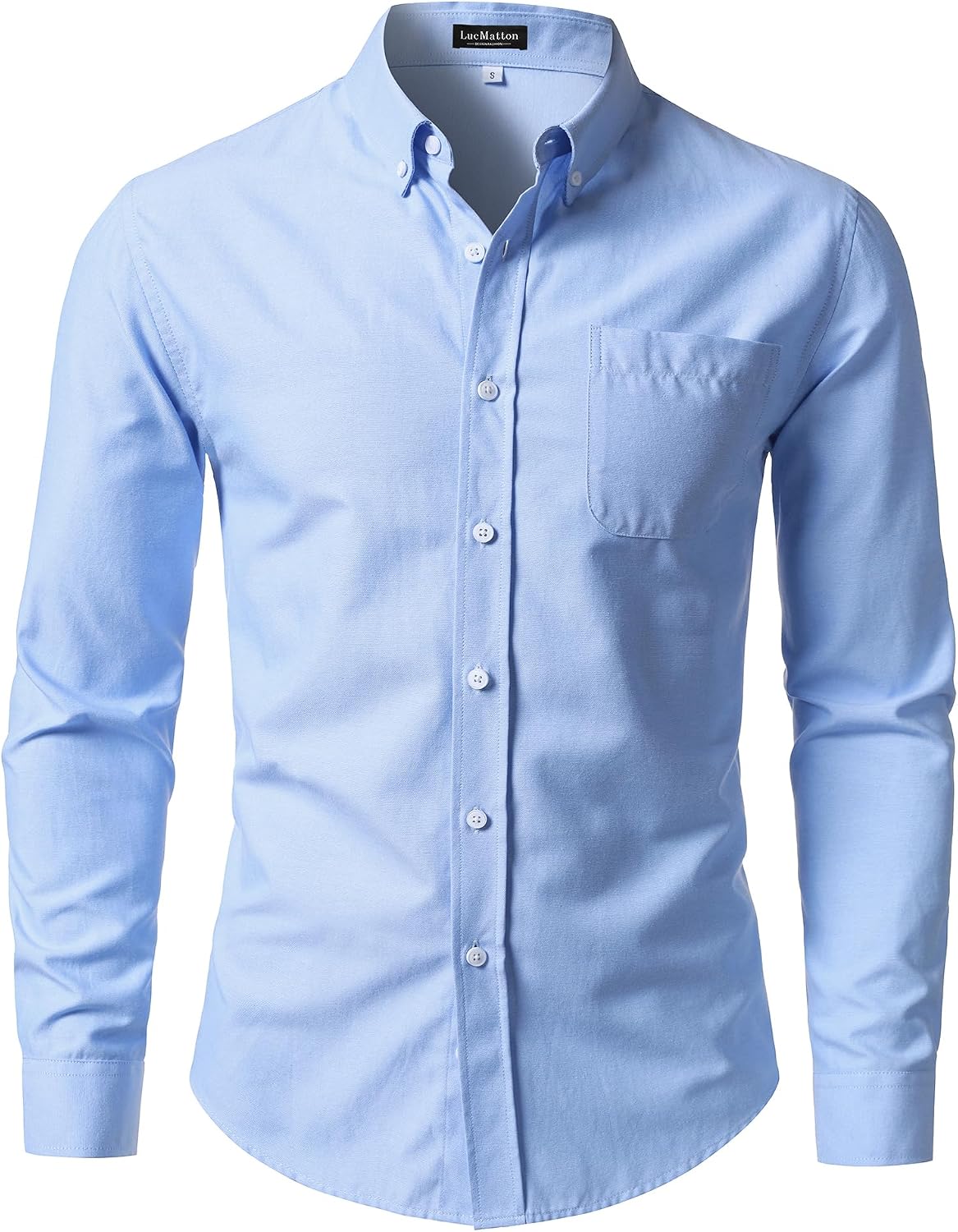 HOTLucMatton Men's Lightweight Oxford Long Sleeve Button Down Shirt Business Casual Slim fit Dress Shirts with Pocket