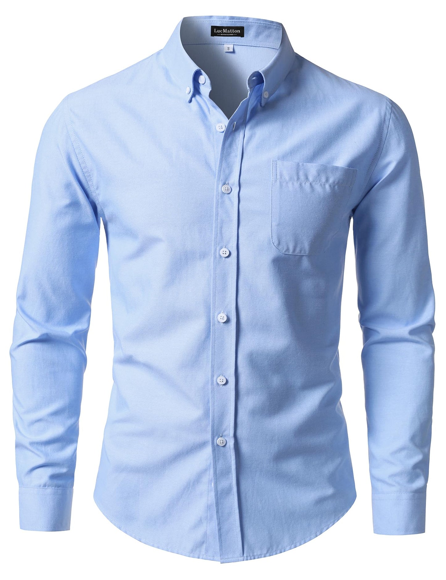HOTLucMatton Men's Lightweight Oxford Long Sleeve Button Down Shirt Business Casual Slim fit Dress Shirts with Pocket