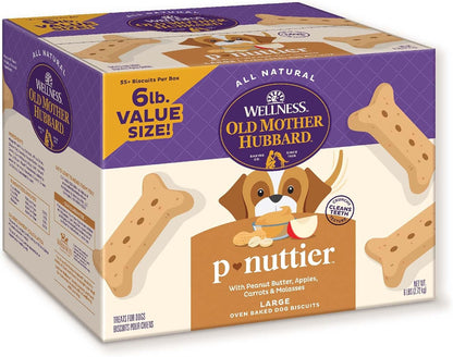 HOTWellness Old Mother Hubbard Classic P-Nuttier Dog Biscuits, Natural Training Treats, Peanut Butter Flavor, Large Size, 6 lb Box