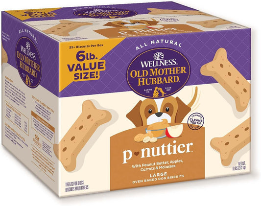 HOTWellness Old Mother Hubbard Classic P-Nuttier Dog Biscuits, Natural Training Treats, Peanut Butter Flavor, Large Size, 6 lb Box