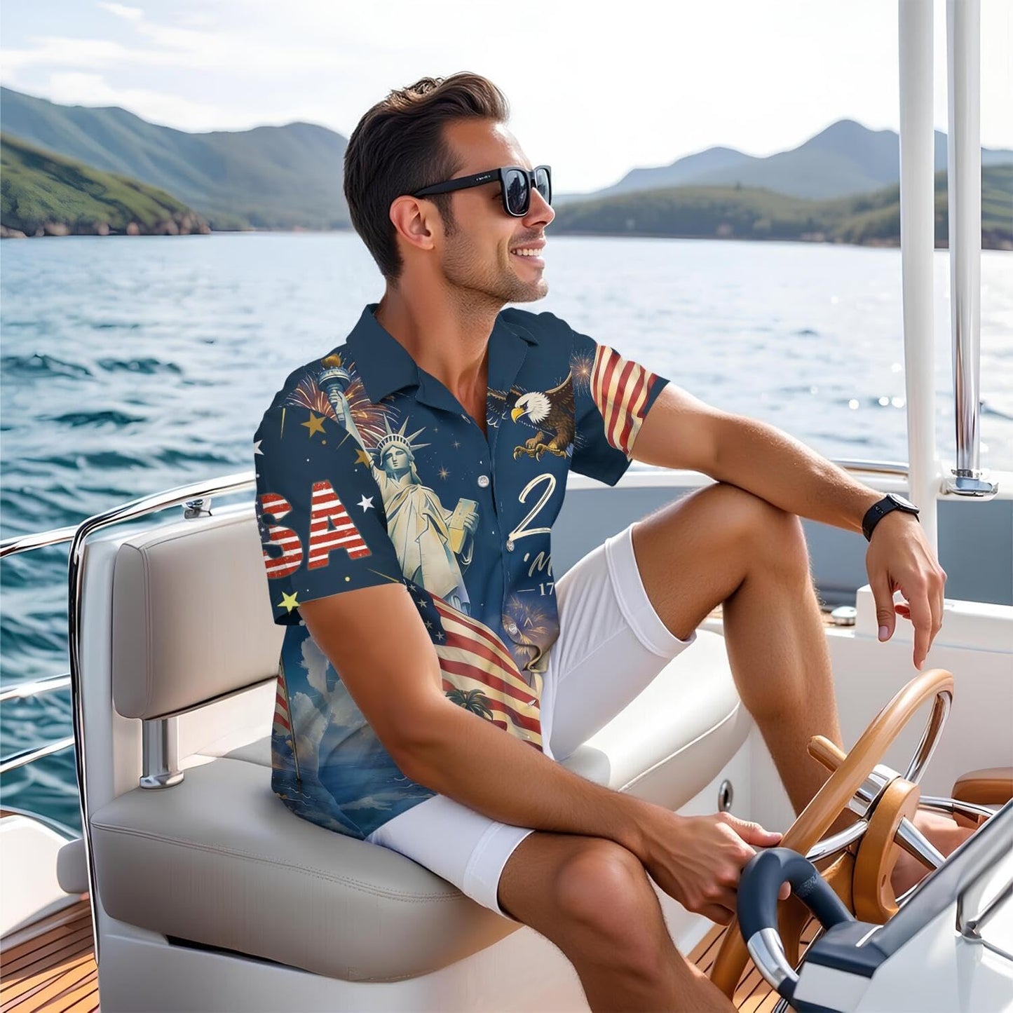 HOT250Th Anniversary USA Hawaiian Shirt for Men, 1776-2026 Patriotic Short Sleeve Shirt, Independence Day Gifts