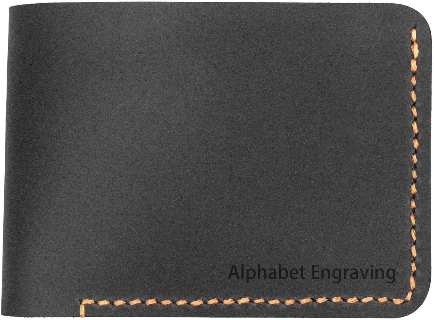 HOTPersonalized Bifold Wallet, Handmade Wallet for Men,Slim Leather Wallet, Man Wallet Gift for Anniversary, Graduation, Dad, Boyfriend, Engraved Custom Wallet（Black ）