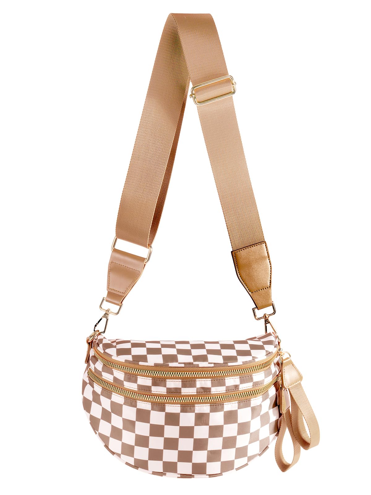 HOTBlack and White Checkered Crossbody Bag Bum Bag for Women,Spacious Checkered Purse Fanny Packs Belt Bag