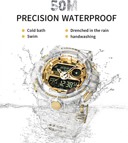 HOTWatch for Men Watch Men Digital Sports Watch Large Digital Analog Dual Display Waterproof Watches with 3 Alarms Countdown Stopwatch Date Dual-Time LED Light Multifunctional Military Wrist Watches