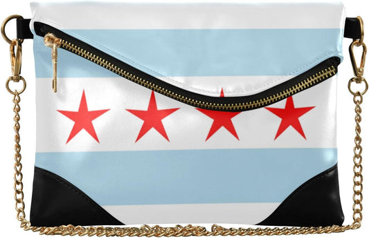 HOTPU Leather Clutch Purses for Women Casual Change Purse Key Holder for Wedding Flag Of Chicago