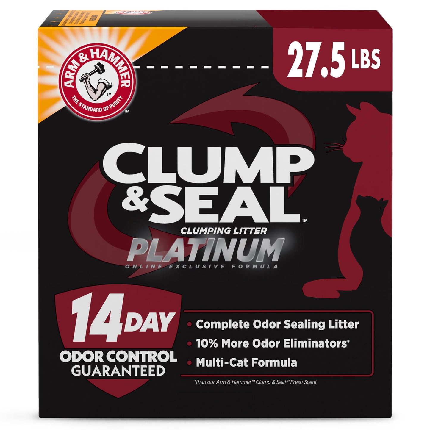 HOTARM & HAMMER Clump & Seal Platinum Clumping Cat Litter, Exclusive, 27.5 Lbs | Clumping Litter, Rock-Hard Clumps, Baking Soda Odor Eliminators, 14-Day Odor Control
