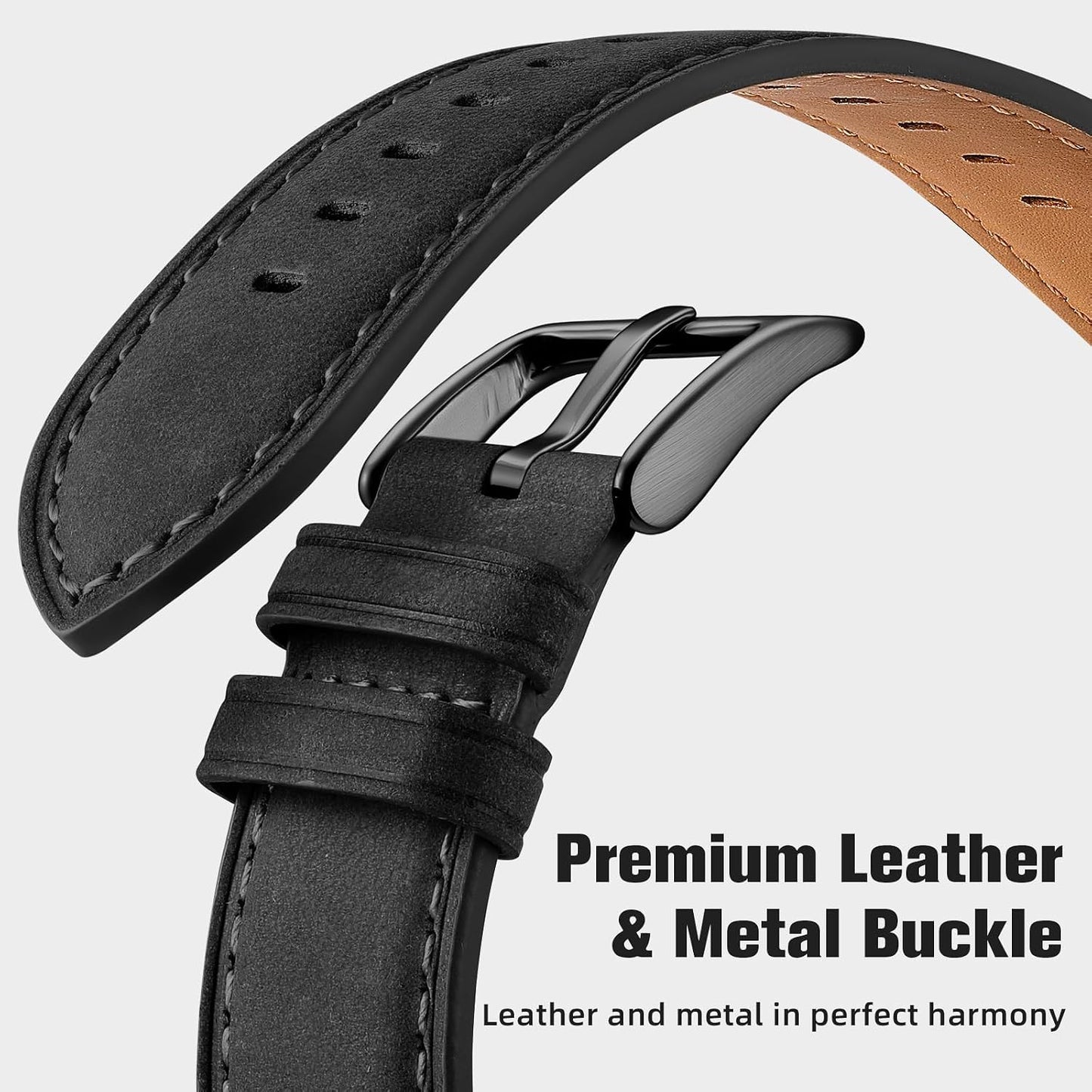 HOTGEAK 20mm 18mm 22mm Leather Band Compatible with Garmin Vivoactive 5/6/4/3 Watch Bands, Venu 4/Venu 3S/2S, Quick Release Vintage Genuine Leather Strap for Venu 3/2/Forerunner 265/165 Men Women
