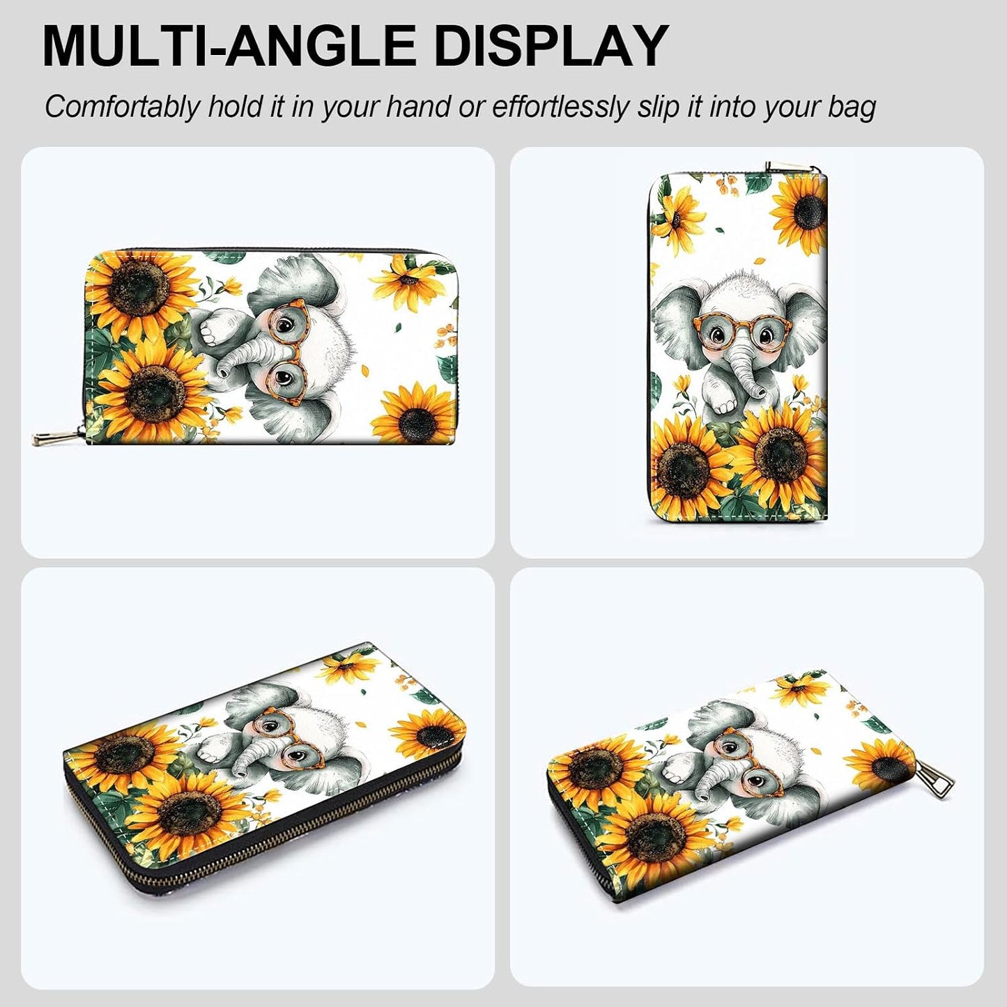 HOTCute Wallets for Women Girls, Large Capacity PU Leather RFID Blocking Clutch Purse with Wristlet