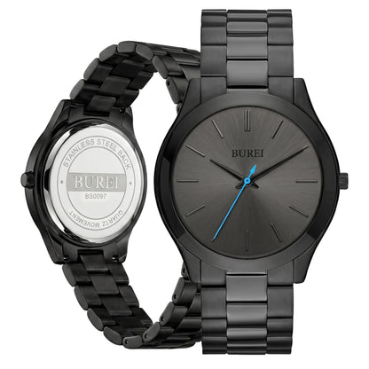 HOTBUREI Men Watches Gifts for Men Fashion Stainless Steel Analog Quartz Waterproof Watches for Mens