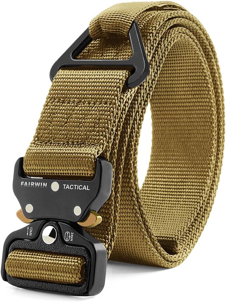 HOTFAIRWIN Men's Tactical Belt, Rigger Belt, Utility Nylon Web Waist Work Belt for Men with V-ring Quick-Release Buckle
