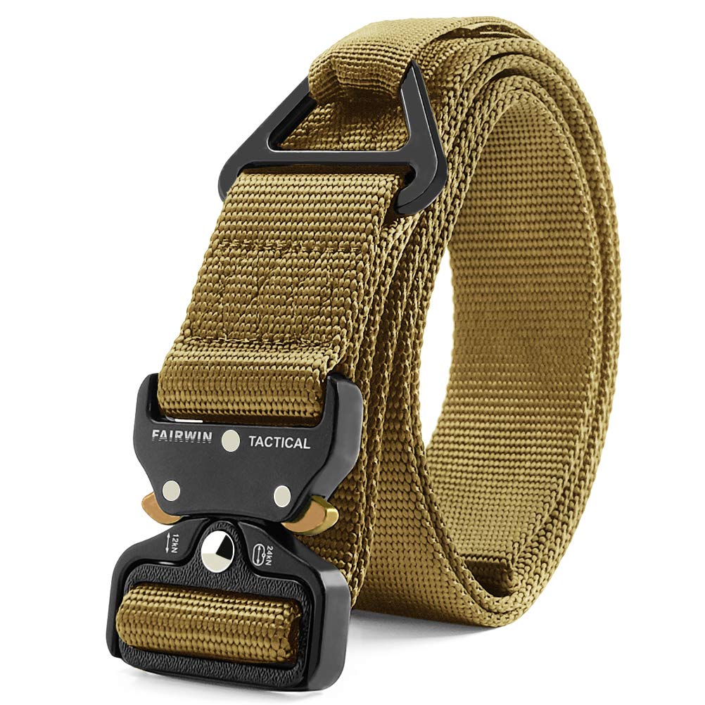 HOTFAIRWIN Men's Tactical Belt, Rigger Belt, Utility Nylon Web Waist Work Belt for Men with V-ring Quick-Release Buckle