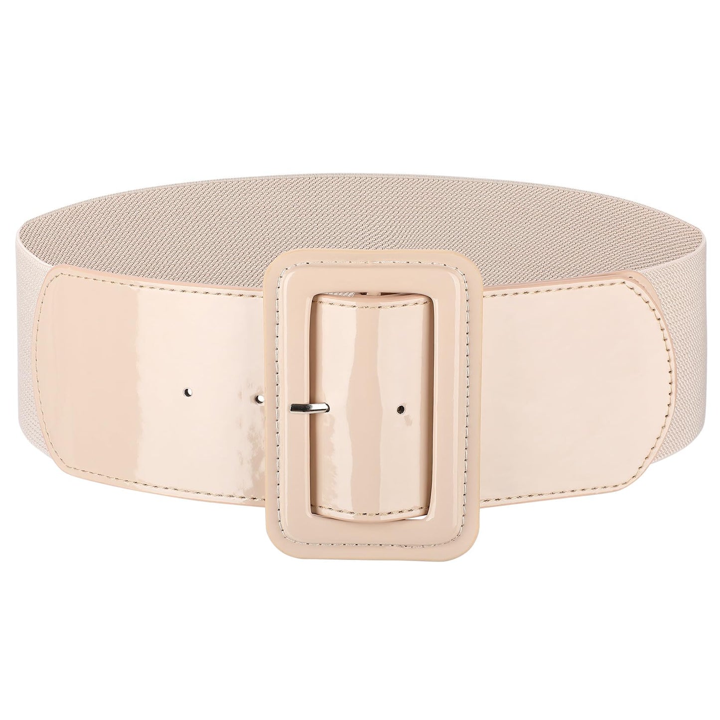 HOTJASGOOD Women Wide Stretchy Belt Vintage Elastic Waist Belt for Dresses Fashion Ladies Waist Belt with Patent Square Buckle